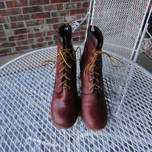 TIMBERLAND Tillston Brown Chunky High Heel Leather Lace Up Ankle Boots Size 10M